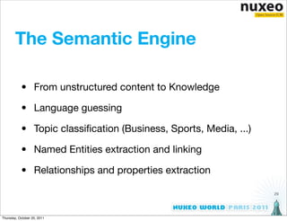 The Semantic Engine

           • From unstructured content to Knowledge

           • Language guessing

           • Top...