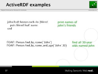 ActiveRDF examples print names of john’s friends find all 30-year olds named John 