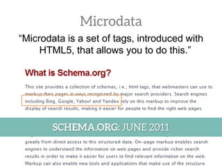 • Is separated from the HTML
• Which gives more flexibility and scalabilty
options
• Used in more software, like the washing
machine I showed earlier
• But… Google hasn’t integrated everything
yet
 