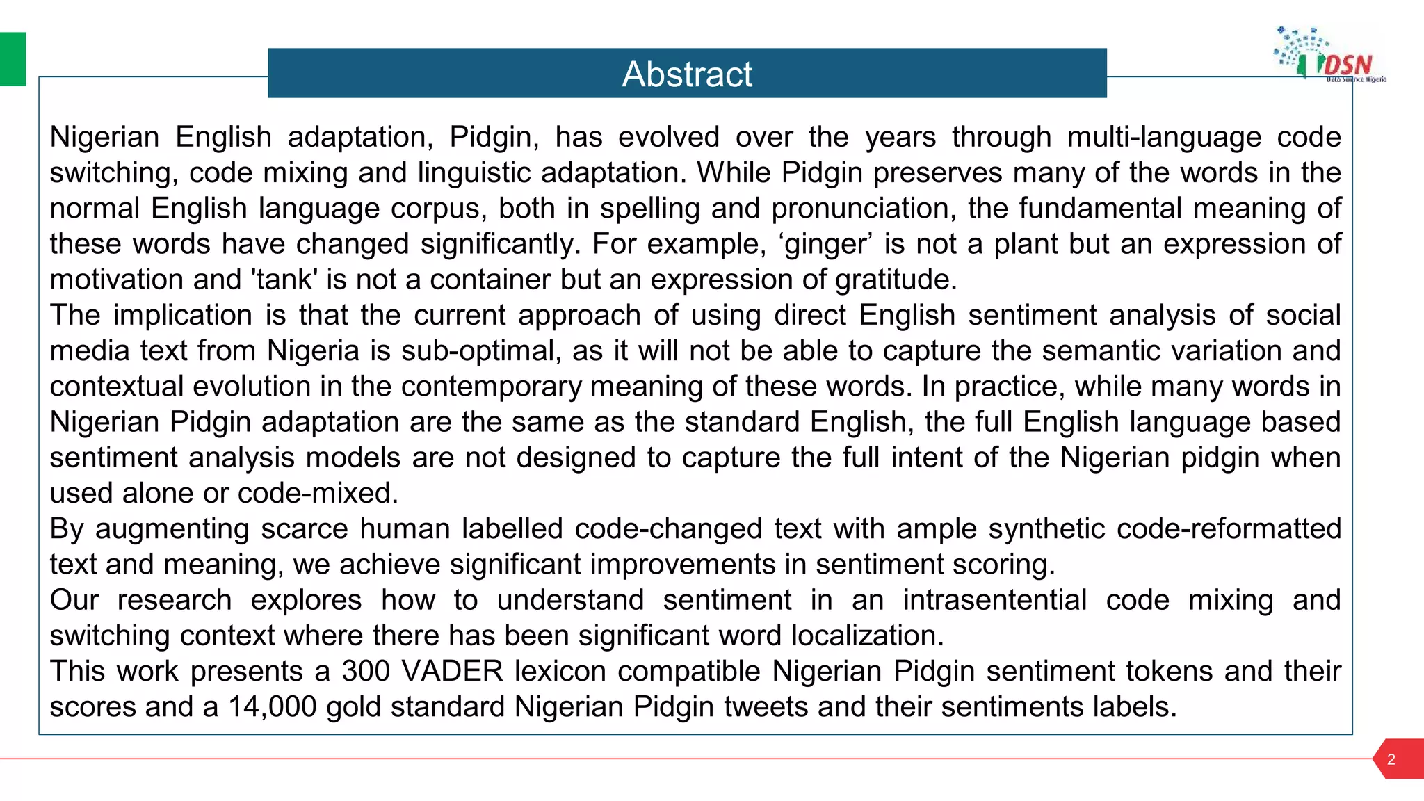 Semantic Enrichment of Nigerian Pidgin English for Contextual Sentiment ...