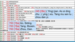 #EMEARC17
245 [3$c] ( Ying) jian. Ao si ding
zhu ; ( ying ) xiu. Tang mu sen tu ;
zhou dan yi.
700 [1$a] Ao, Siding.
700 [1$a] Tang, Musen.
700 [1$a] Zhou, Dan.
 