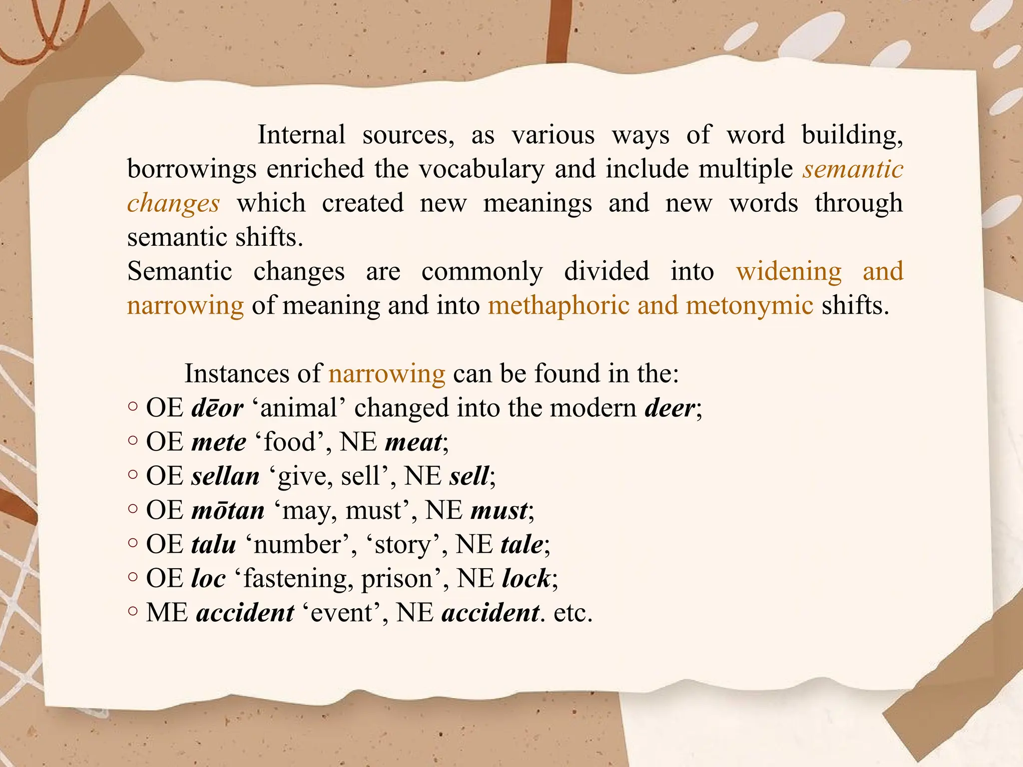 Semantic changes in New English vocabulary.ppt