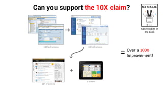 Can you support the 10X claim?
Case studies in
the book
Over a 100X
Improvement!=
 