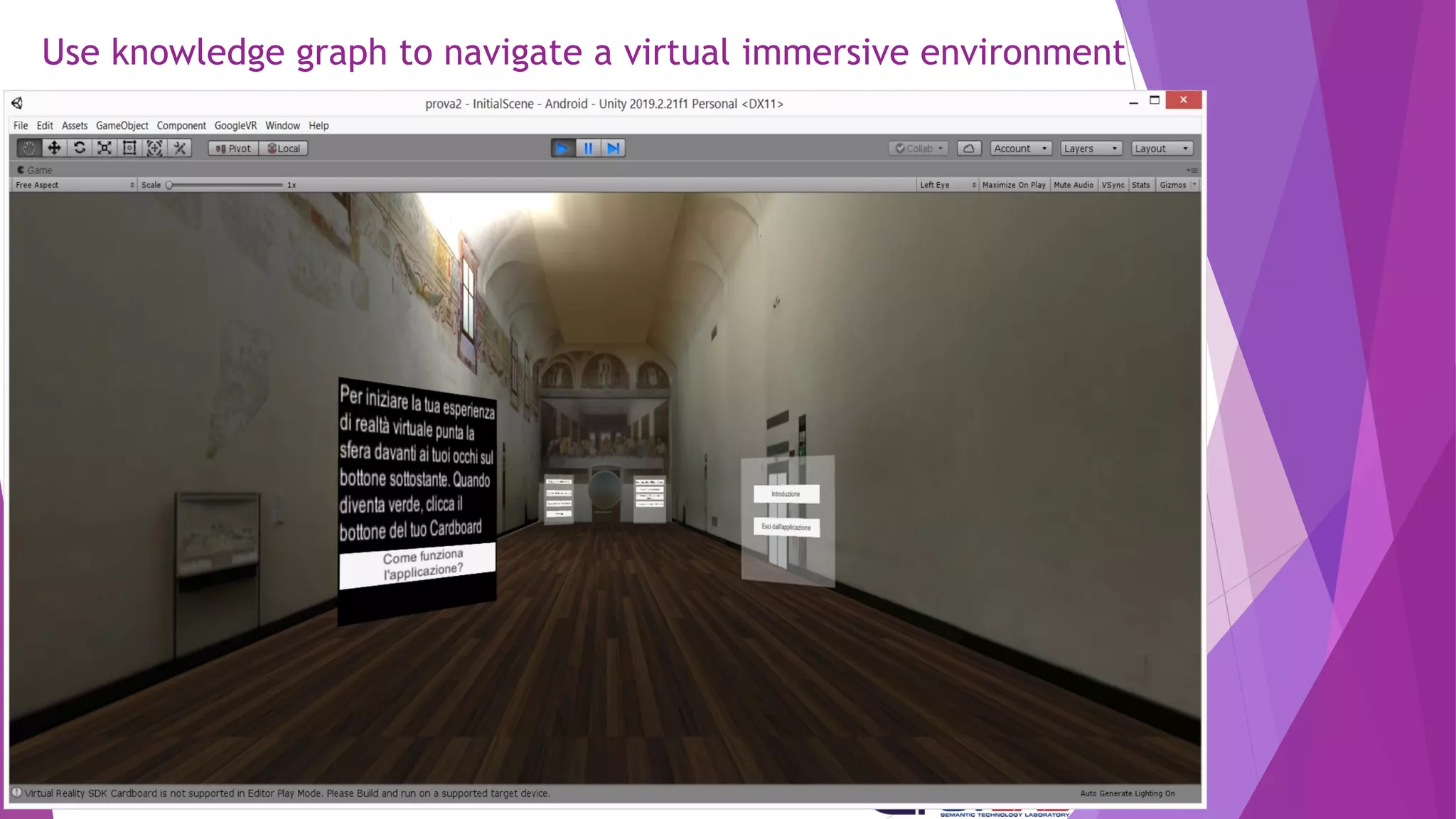 Use knowledge graph to navigate a virtual immersive environment
 
