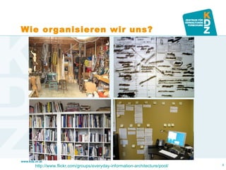http://www.flickr.com/groups/everyday-information-architecture/pool/   Wie organisieren wir uns? 
