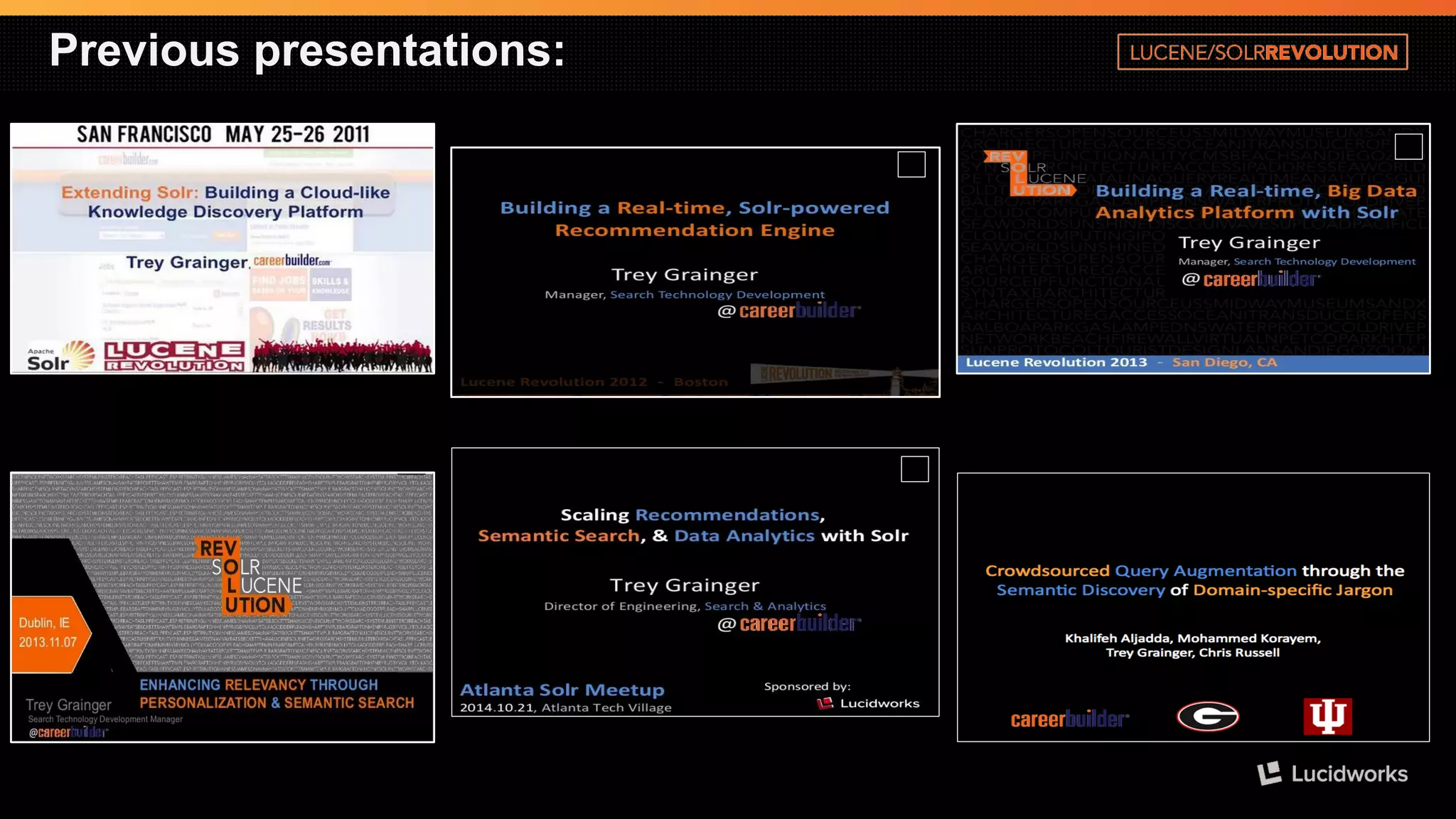 Previous presentations: 