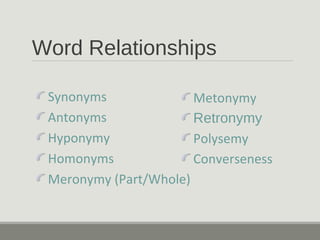 Semantic relation among words | PPT
