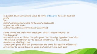 Autoantonyms Examples Semantics | PPTX
