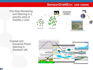 SemsorGrid4Env: use  cases  Fire Risk Monitoring and Warning in a specific area of Castilla y León  Coastal and Estuarine Flood Warning in Southern UK. 