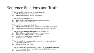 Sentence Relations and Truth
 
