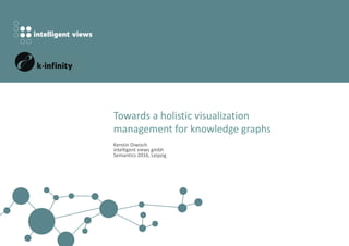 Towards a holistic visualization management for knowledge graphs
Towards a holistic visualization
management for knowledge graphs
Kerstin Diwisch
intelligent views gmbh
Semantics 2016, Leipzig
 