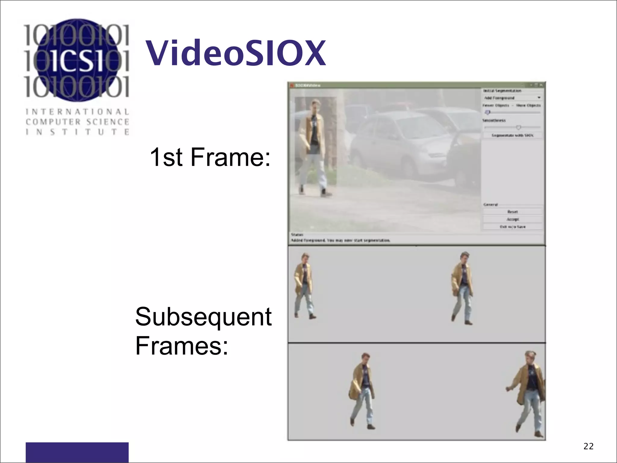 VideoSIOX

1st Frame:




Subsequent
Frames:


             22
 