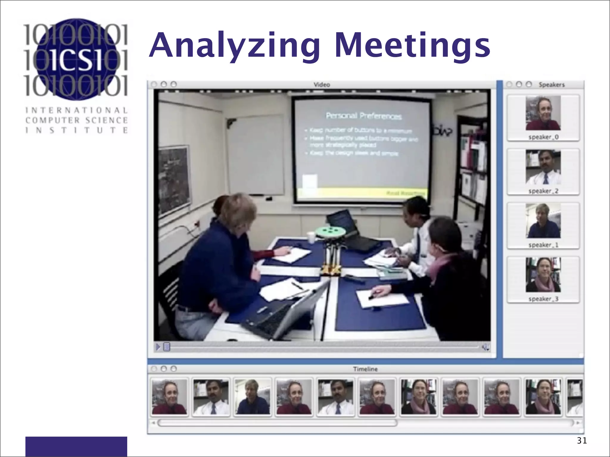Analyzing Meetings




                     31
 