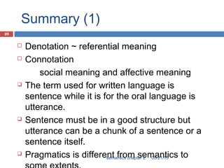 Semantics Connotations Semantics chapter 2 saeed | PPT