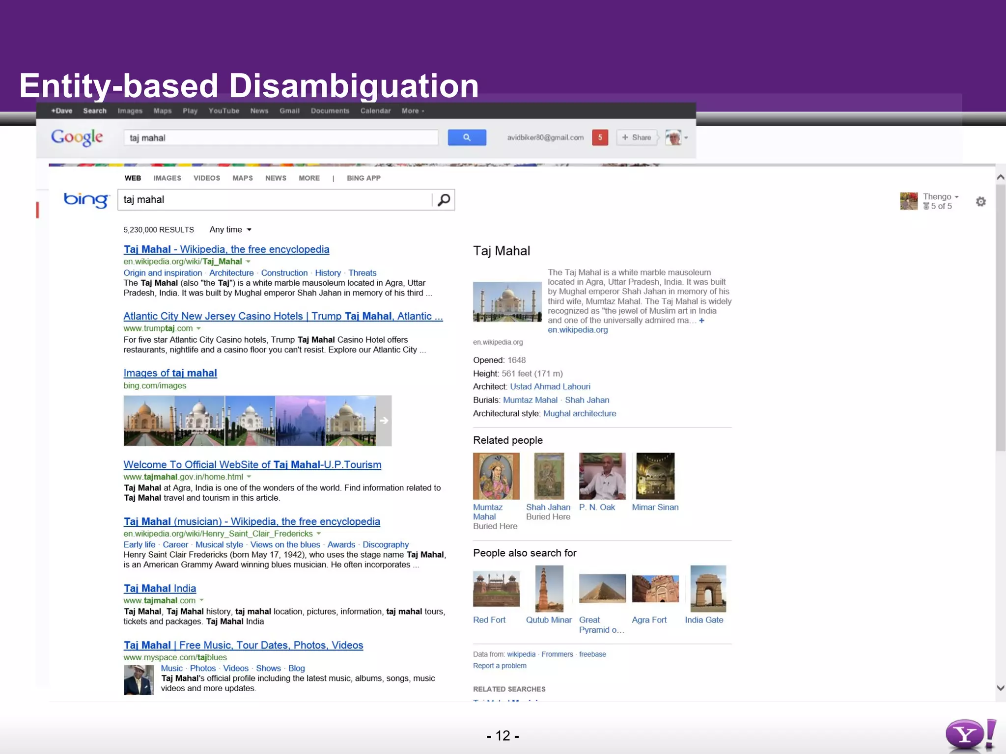 - 12 -
Entity-based Disambiguation
 