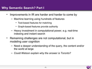 Semantic Search overview at SSSW 2012