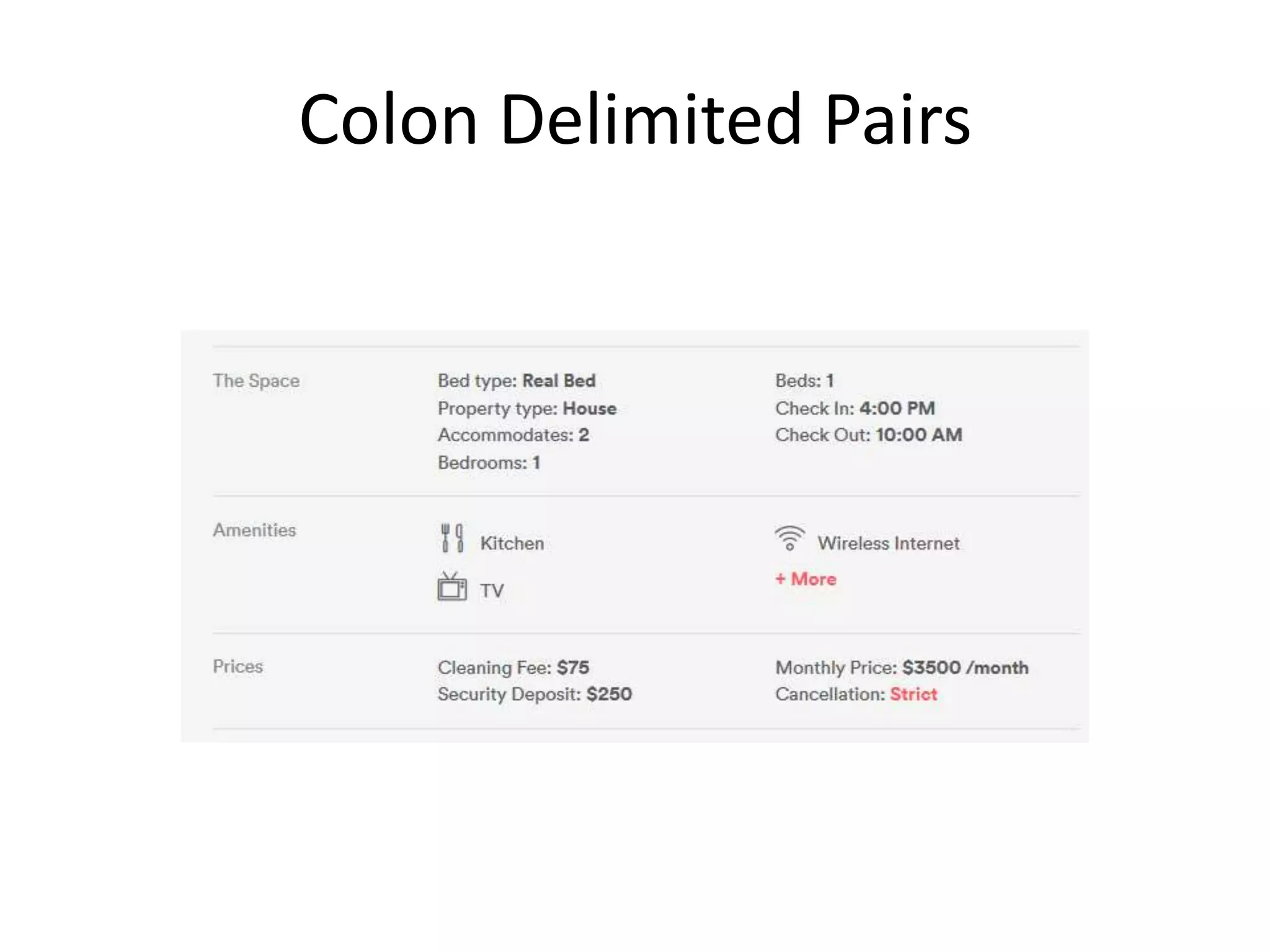 Colon Delimited Pairs
 