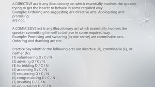 Directive Language Examples Semantics : interpersonal meaning direct and indirect illocution .pptx