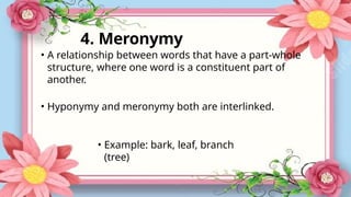 Meronymy Example Semantics Lecture 3. Sense Relation and Lexical relation.pptx
