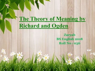 The Theory of Meaning by
Richard and Ogden
Zaryab
BS English 2018
Roll No : 036
 