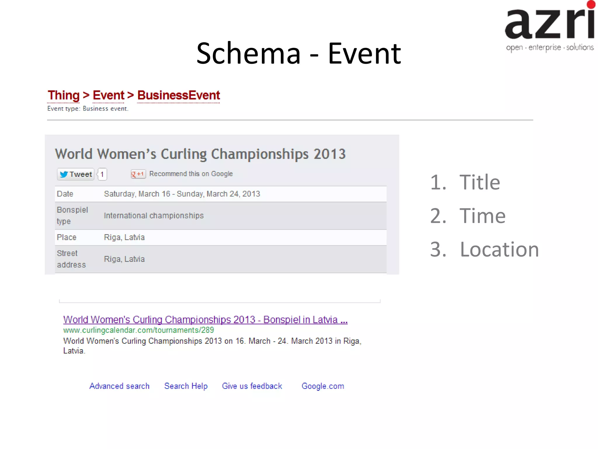Schema - Event 1. Title 2. Time 3. Location 