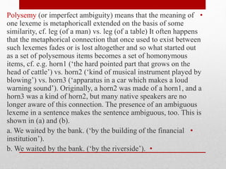 Polysemous Semantics, the Study of Meaning | PPTX