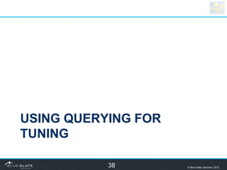 USING QUERYING FOR
TUNING

           38        © Blue Slate Solutions 2012
 