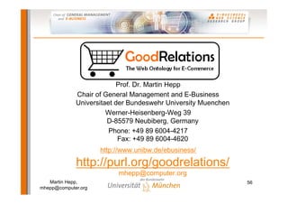 Semantic Web-based E-Commerce: The GoodRelations Ontology