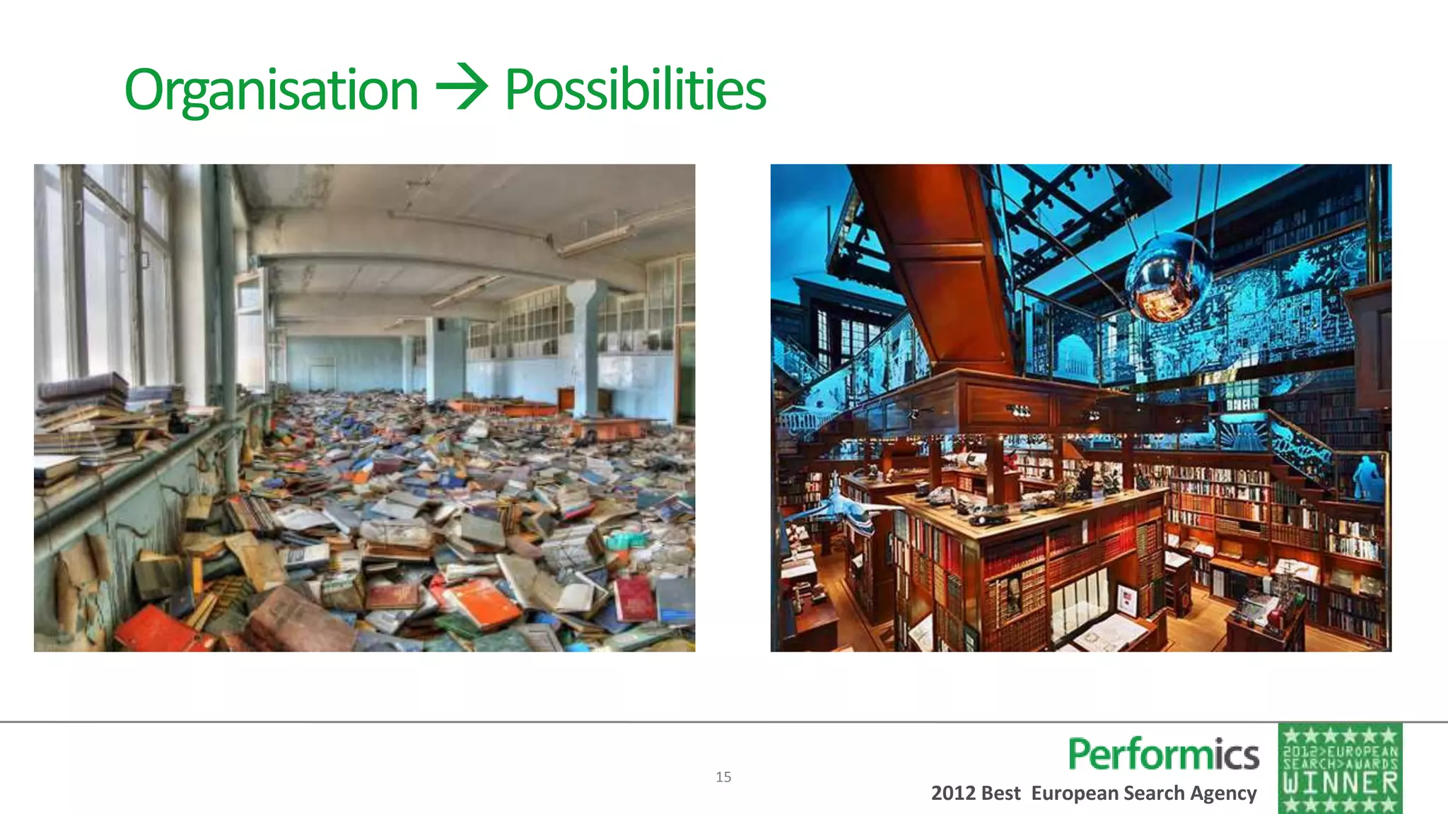 Organisation  Possibilities




                         15
                               2012 Best European Search Agency
 