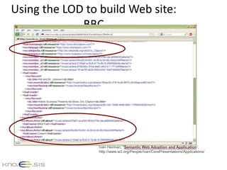 Using the LOD to build Web site:
BBC
Semantic Web Adoption and Application
 