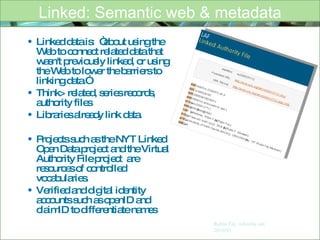 Semantic Web Metadata Example Semantic Web, Cataloging, & Metadata | PPT