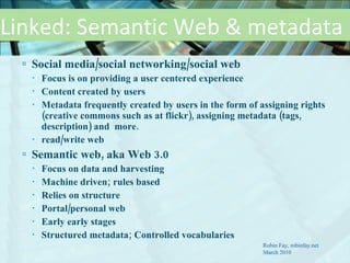 Semantic Web Metadata Example Semantic Web, Cataloging, & Metadata | PPT