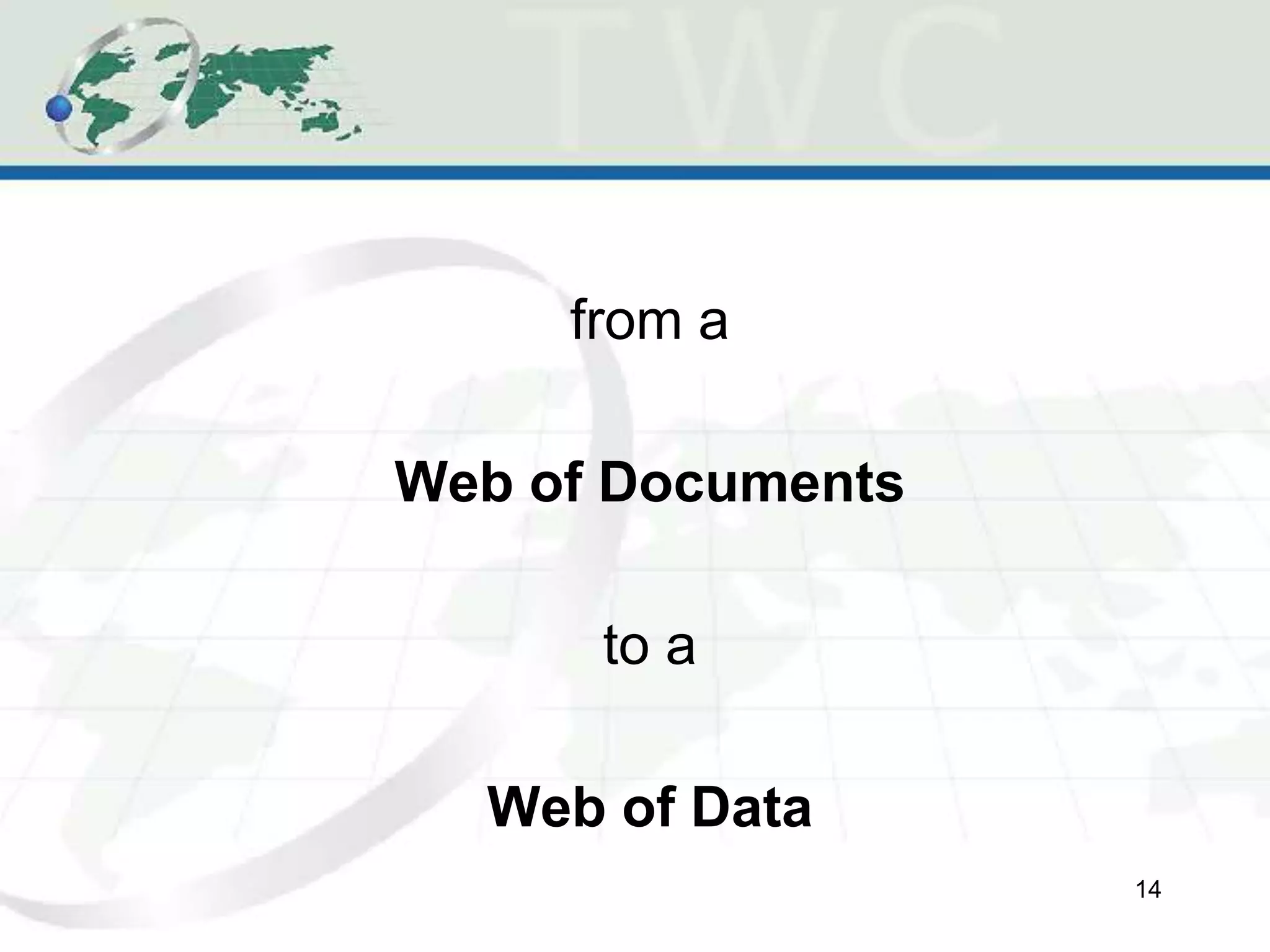 from a
Web of Documents
to a
Web of Data
14
 