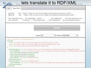 … lets translate it to RDF/XML … 
http://rdf-translator.appspot.com/ 
 