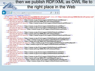 … then we publish RDF/XML as OWL file to 
the right place in the Web 
 