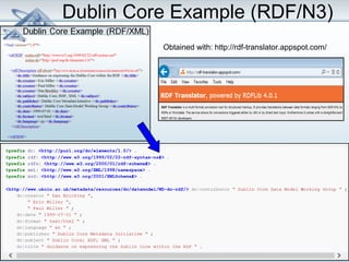 Dublin Core Example (RDF/N3) 
Obtained with: http://rdf-translator.appspot.com/ 
 