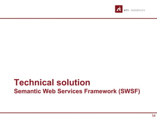 Technical solution
Semantic Web Services Framework (SWSF)


                                         54
 