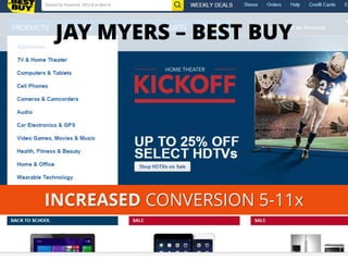 INCREASED CONVERSION 5-11x 
JAY MYERS –BEST BUY  