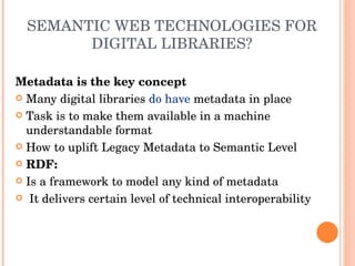 Semantic Web Metadata Example Semantic Web Technologies For Digital Libraries | PPT