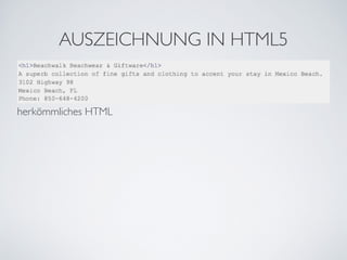 AUSZEICHNUNG IN HTML5


herkömmliches HTML
 