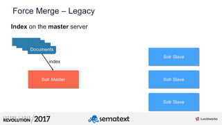 8
01
Force Merge – Legacy
Index on the master server
Solr Master
Solr Slave
Solr Slave
Solr Slave
index
Documents
 