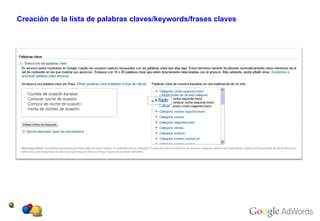 Creación de la lista de palabras claves/keywords/frases claves 
