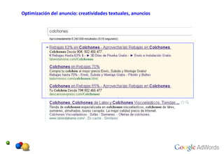 Optimización del anuncio: creatividades textuales, anuncios 