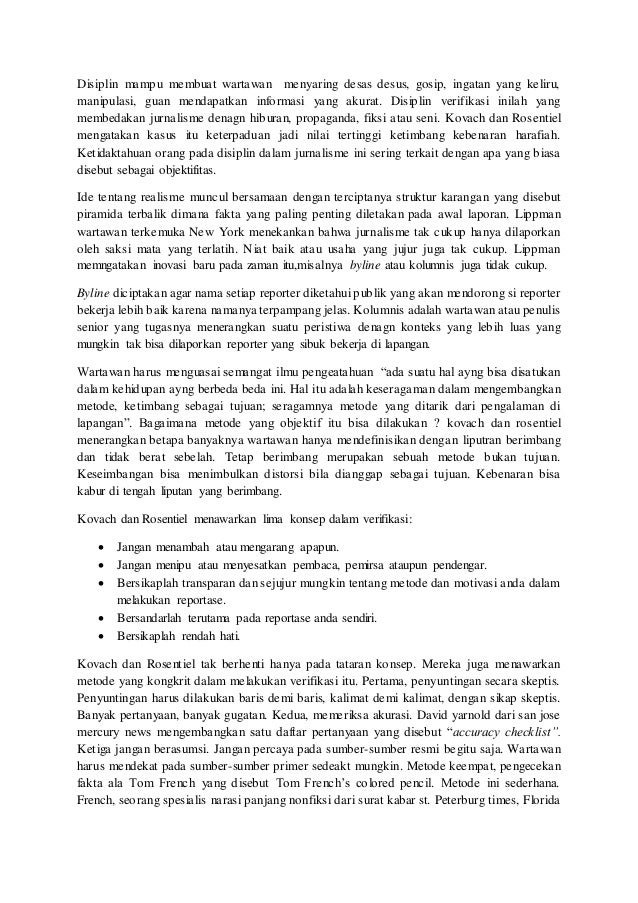 Sembilan elemen jurnalistik Sembilan elemen jurnalistik