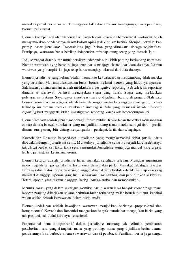 Sembilan elemen jurnalistik Sembilan elemen jurnalistik
