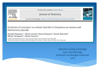 Valentina Cardona Buitrago
Juan José Buitrago
Seminario de Biología molecular
2016
 