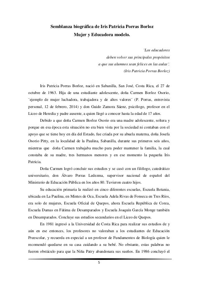 Semblanza Ejemplo De Semblanza De Una Persona Ejemplo Sencillo
