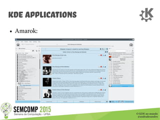 O KDE no mundo
@andradesandro
KDE Applications
● Amarok:
 