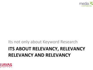 ITS ABOUT RELEVANCY, RELEVANCY RELEVANCY AND RELEVANCY Its not only about Keyword Research 