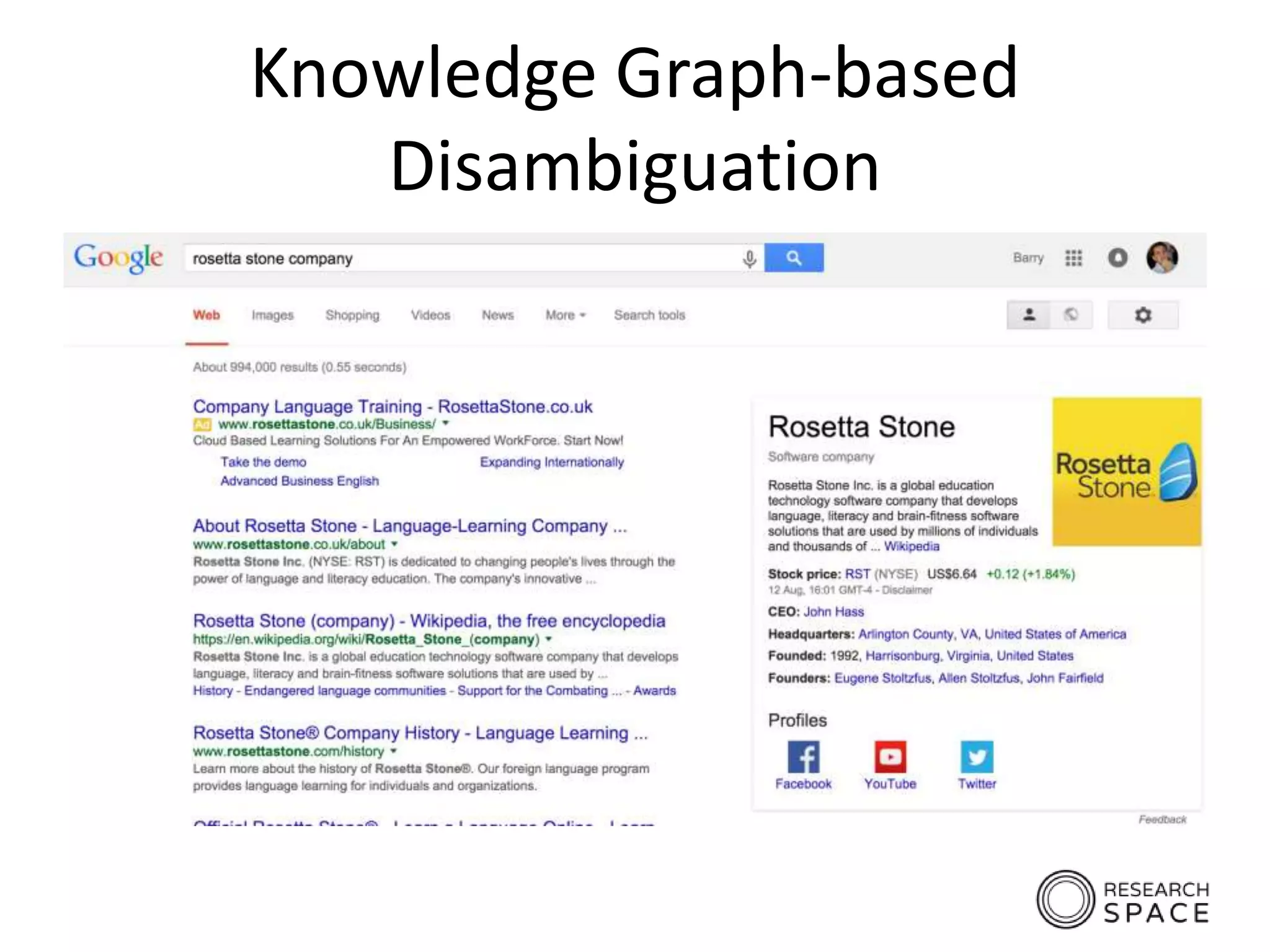 Knowledge Graph-based
Disambiguation
 